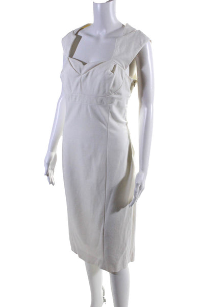 Antonio Melani Womens Back Zip Sleeveless V Neck Sheath Dress White Size 10