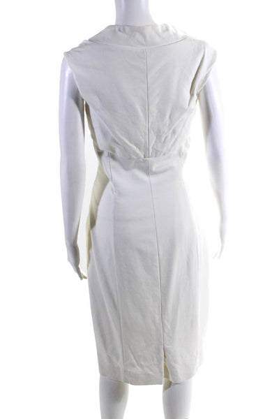 Antonio Melani Womens Back Zip Sleeveless V Neck Sheath Dress White Size 10