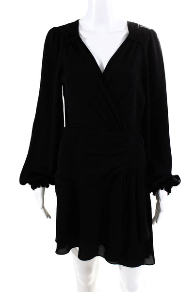 Lini Womens Side Zip Long Sleeve V Neck Cheetah Printed Dress Black Size 6