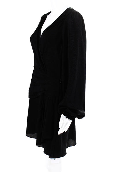 Lini Womens Side Zip Long Sleeve V Neck Cheetah Printed Dress Black Size 6