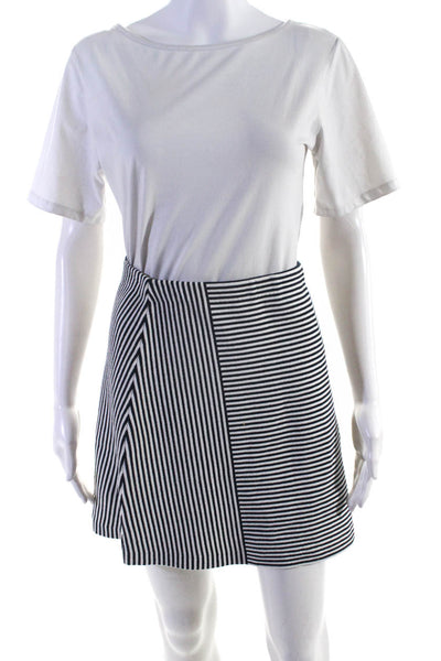 Theory Womens Smocked Striped Flare Mini Skirt White Size PS