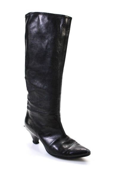 Sigerson Morrison Women's Adjustable Low Heel Leather Boots Black Size 6.5