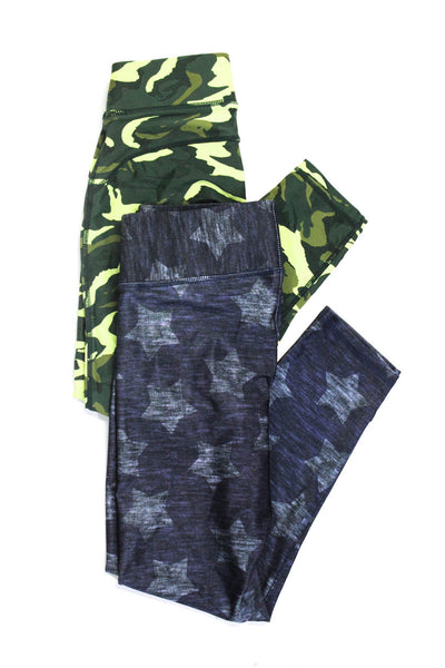 Terez Womens Stars Camouflage Print Leggings Blue Green Size Small Lot 2