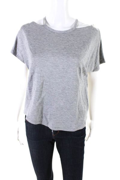 Rag & Bone Womens Jersey Cut Away Collar Short Sleeve Tee T-Shirt Gray Size S