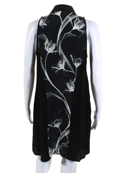 Jason Wu Womens Silk Floral Print Button Down Shirt Dress Black Size 6