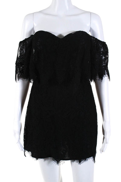 Lovers + Friends Womens Lace Sweetheart Neck Dress Black Size Extra Small