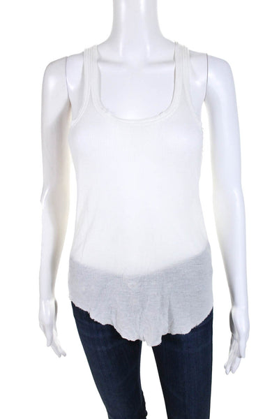 Zadig & Voltaire Womens Sheer Ribbed Scoop Neck Tank Top White Size Small