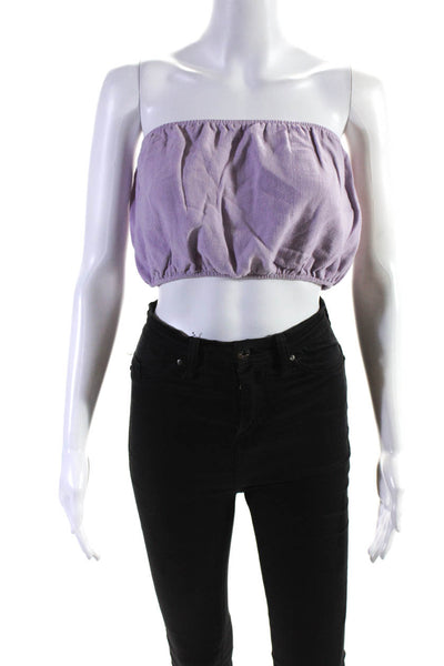 Show Me Your Mumu Womens Elastic Tube Crop Top Lavender Size Small
