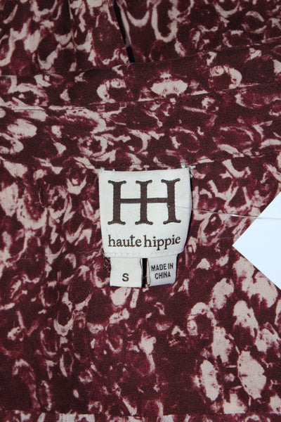 Haute Hippie Womens Drop Wait Long Sleeve Shirt Dress Burgundy Silk Size Small