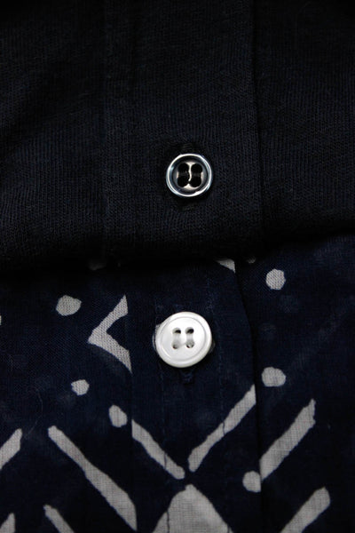 Hartford Womens Navy Printed Collar Button Down Long Sleeve Shirt Size 0 Lot 2