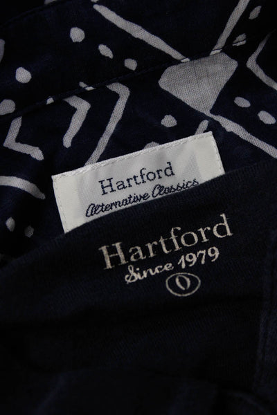 Hartford Womens Navy Printed Collar Button Down Long Sleeve Shirt Size 0 Lot 2