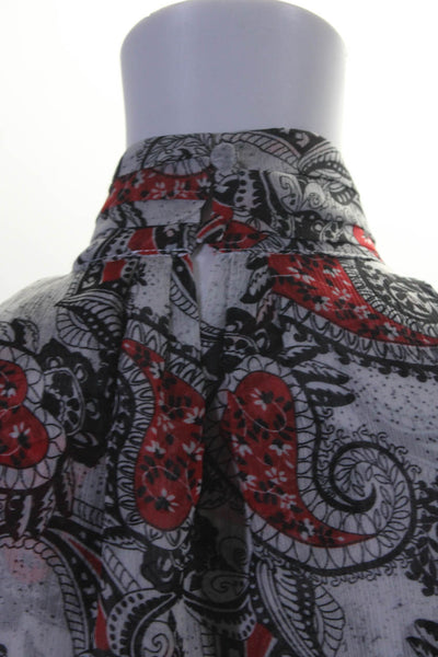 Sen Womens Chiffon Paisley Print Halter Top Tiered Skirt Set Red Gray Size XS S