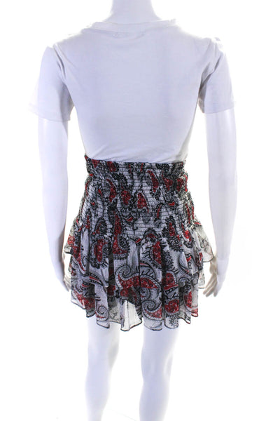 Sen Womens Chiffon Paisley Print Halter Top Tiered Skirt Set Red Gray Size XS S