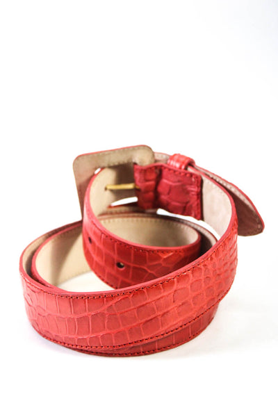 Tardini Womens Alligator Gold Tone Buckle Hip Belt Rose Red Size 36/90