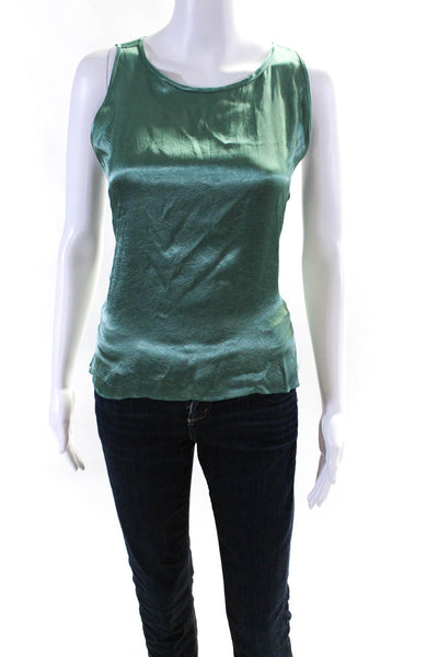 Giada Forte Womens Sleeveless Satin Tank Top Green Size 2