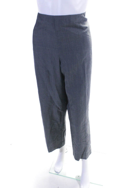 Oscar de la Renta Women's Zipper Straight Leg Satin Dress Pants Gray Size 16