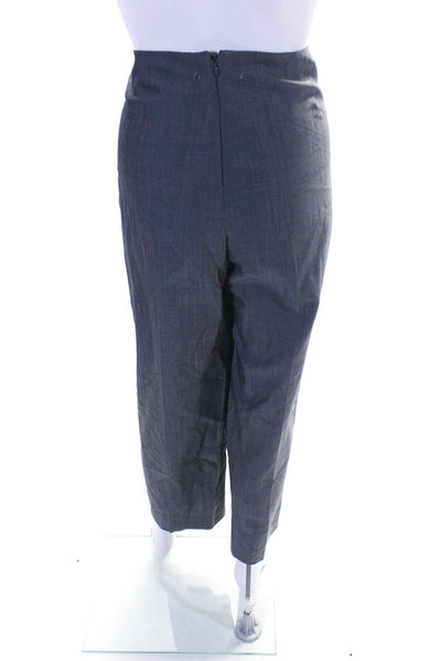 Oscar de la Renta Women's Zipper Straight Leg Satin Dress Pants Gray Size 16
