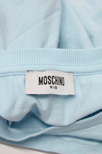 Moschino Kid Girls Printed Short Sleeve Cotton T-Shirt Blue Size 8