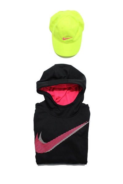 Nike Womens Solid Embroidered Logo Snapback Hat Hoodie Yellow Black Size Lot 2