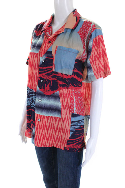 Double Rainbouu Womens Abstract Print Button Down Shirt Multicolor Size XS
