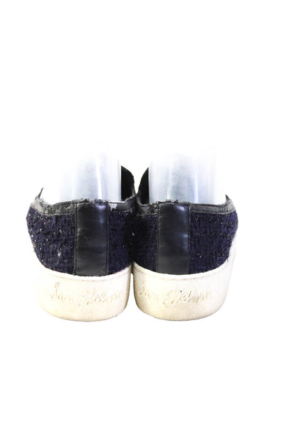 Sam Edelman Womens Blue Textured Glitter Detail Slip On Sneakers Size 8.5