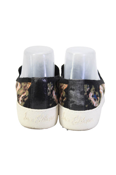 Sam Edelman Womens Black Floral Print Slip On Sneaker Shoes Size 8.5M