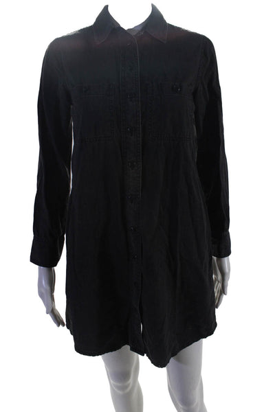 Madewell Womens Gray Cotton Collar Long Sleeve Shirt Dress Size XXS