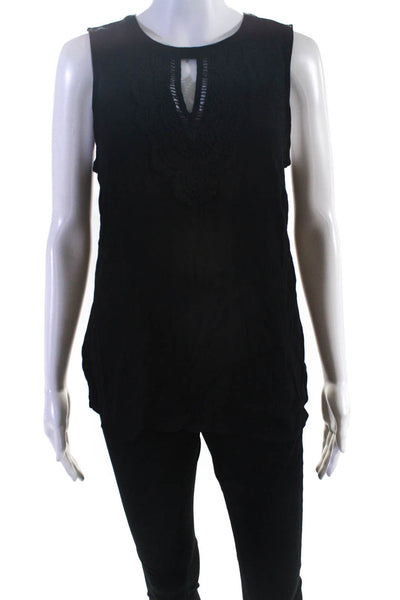 Daniel Rainn Womens Black Embellished Crew Neck Sleeveless Blouse Top Size S