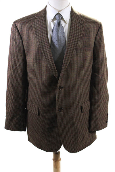 346 Brooks Brothers Men's Wool Houndstooth Blazer Jacket Brown Size 43L