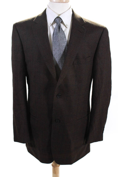 Joseph & Feiss Men's Wool Regular Length Blazer Jacket Brown Size 42L