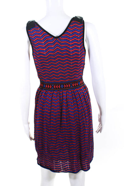 Missoni Women's Striped V Neck A Line Mini Dress Red Blue Size IT. 38