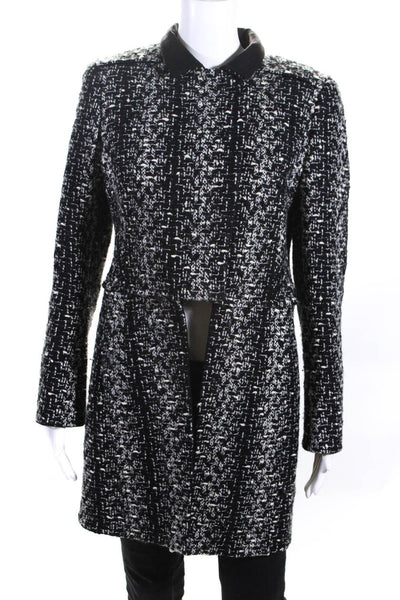 Akris Women's Wool High Collar Button Down Coat Black Size 10