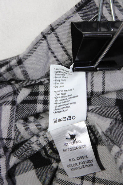 Paige Womens Cotton Collared Plaid Print Button Up Shirt Gray Black Size M