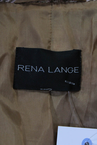 Rena Lange Women's Printed Button Down Jacket Beige Pink Size 12