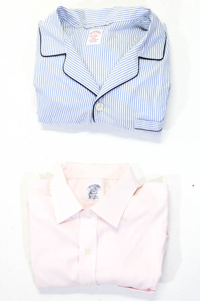Brooks Brothers Men's Long Sleeve Button Down Shirts Pink Blue Size XL Lot 2