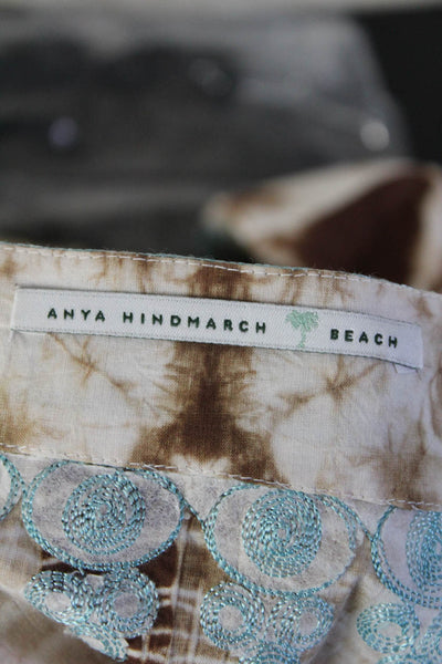 Anya Hindmarch Beach Womens Tie Dye Print Tunic Dress Brown Blue Size Small
