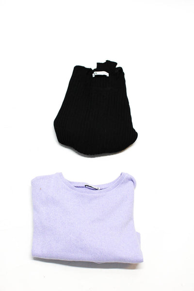 Zara Womens Sweaters Purple Black Size Small Medium Lot 2