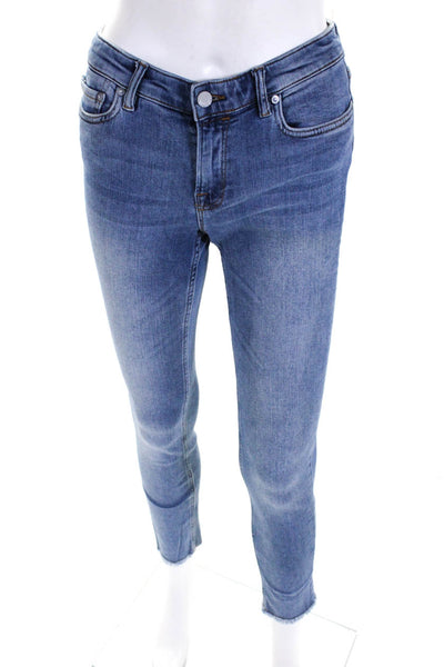Allsaints Women's Light Wash Frings Skinny Jeans Pants Blue Size 28