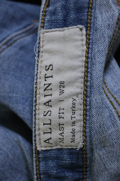 Allsaints Women's Light Wash Frings Skinny Jeans Pants Blue Size 28