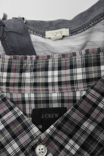 J Crew WOmen's Striped Plaid Zipper Button T-Shirt Multicolor Size S L Lot 2