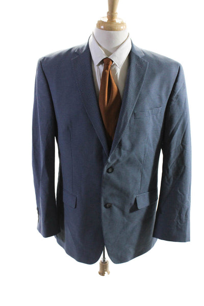 Marc New York Men's Notch Two Button Checkered Classic Fit Blazer Blue Size L