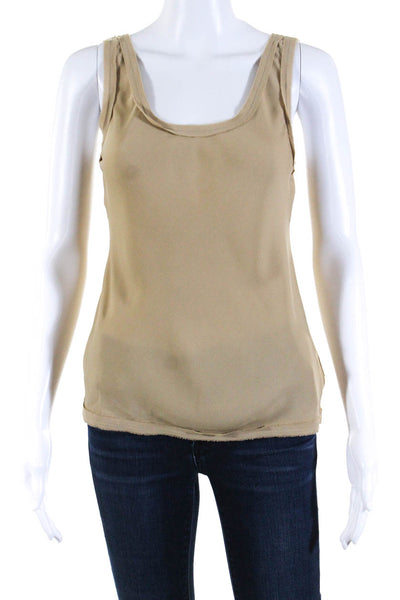 Theory Womens Silk Scoop Neck Tank Top Brown Size Petite