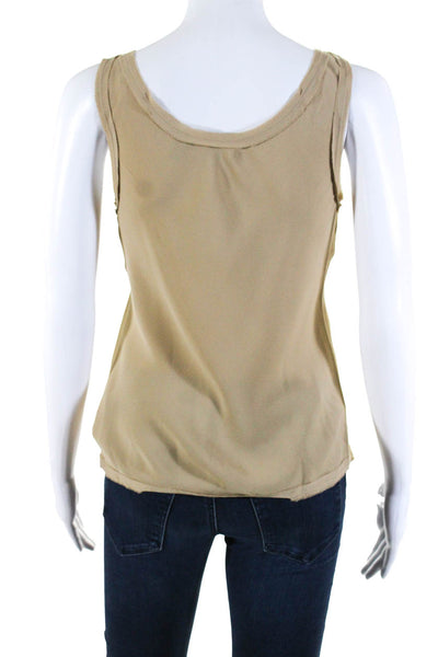 Theory Womens Silk Scoop Neck Tank Top Brown Size Petite