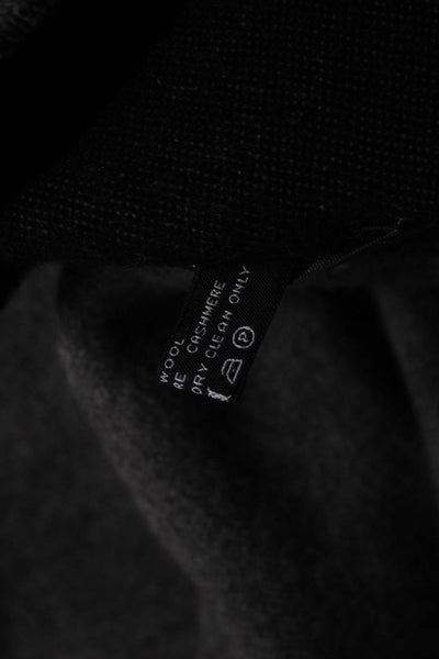 Chanel Womens Wool Fleece CC Color Block Fringe Wool Throw  Blanket Gray 76"