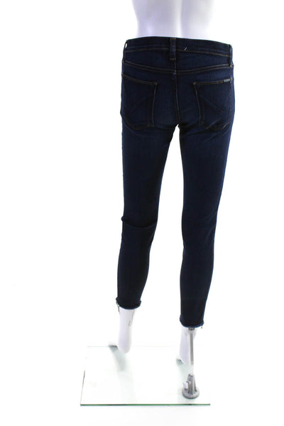 Hudson Women's Fringe Dark Wash Capri Denim Pants Blue Size 27