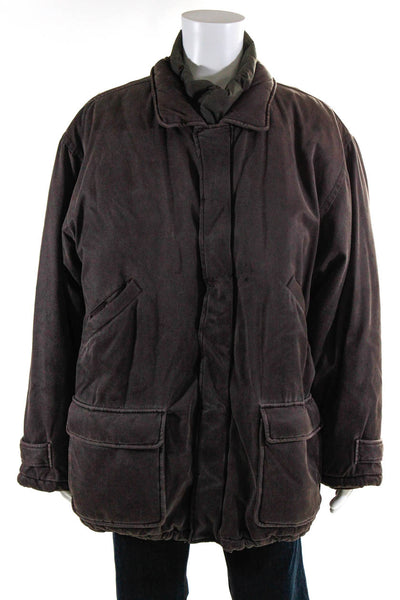 Arnold Zimberg Mens Silk Blend Double Layer Hooded Puffer Coat Gray Size 42EU
