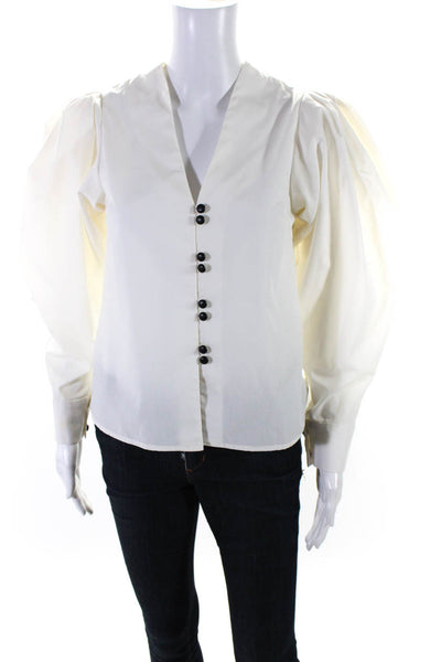 Kimberly Taylor Womens Woven Button Up Blouse Top White Size XS