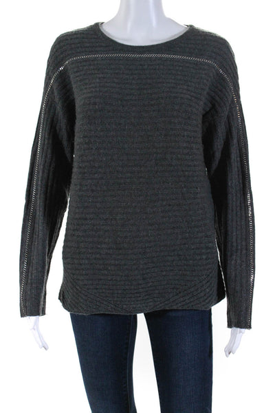 Paige Black Label Womens Chain Link Crew Neck Sweater Gray Wool Size Medium