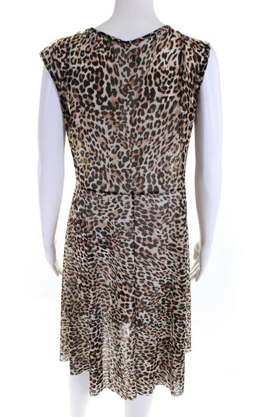 Profile By Gottex Womens Animal Print V Neck A Line Dress Brown Size Small