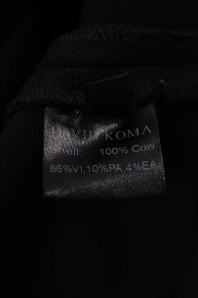 David Koma Womens Leather Cold Shoulder Knee-Length A-Line Dress Black Size 6
